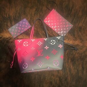 Louis Vuitton Pink and Gray Women's Tote Bag